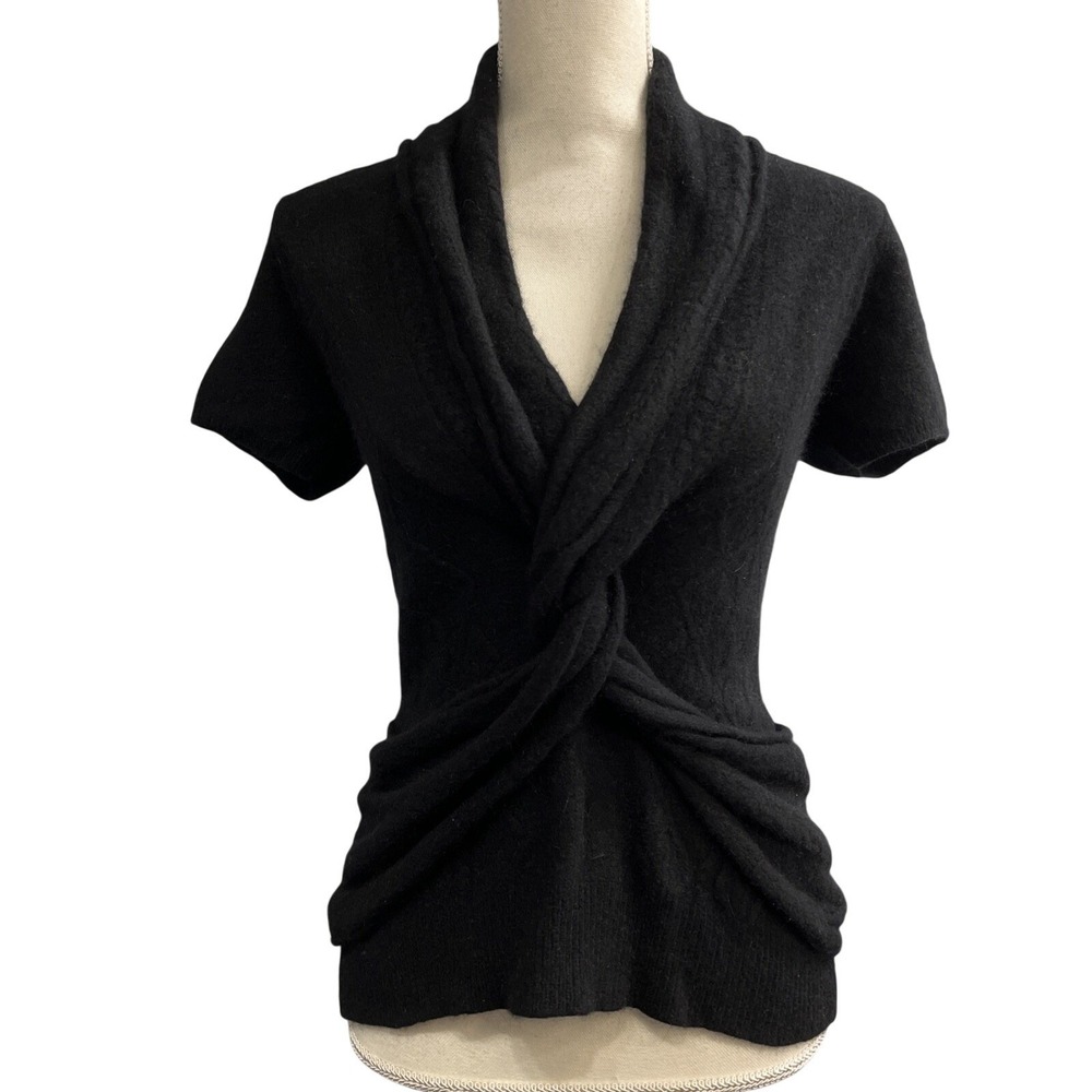 Sleeping On Snow Sweater Vest Black Wool Blend Twist Front Size‎ M Dark Academia